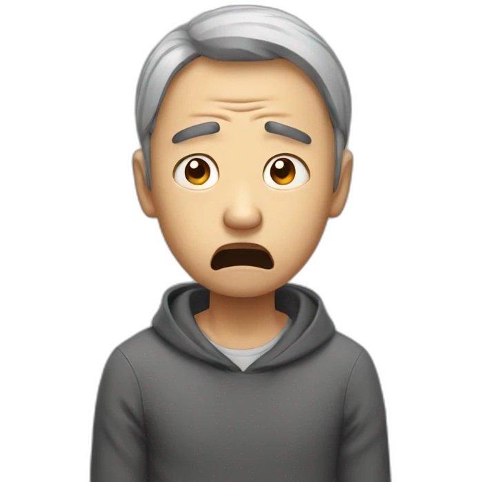 anguished asian man emoji