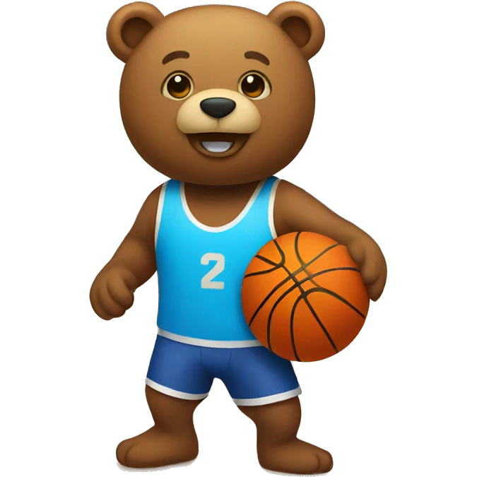Bear on beach playing basketball emoji