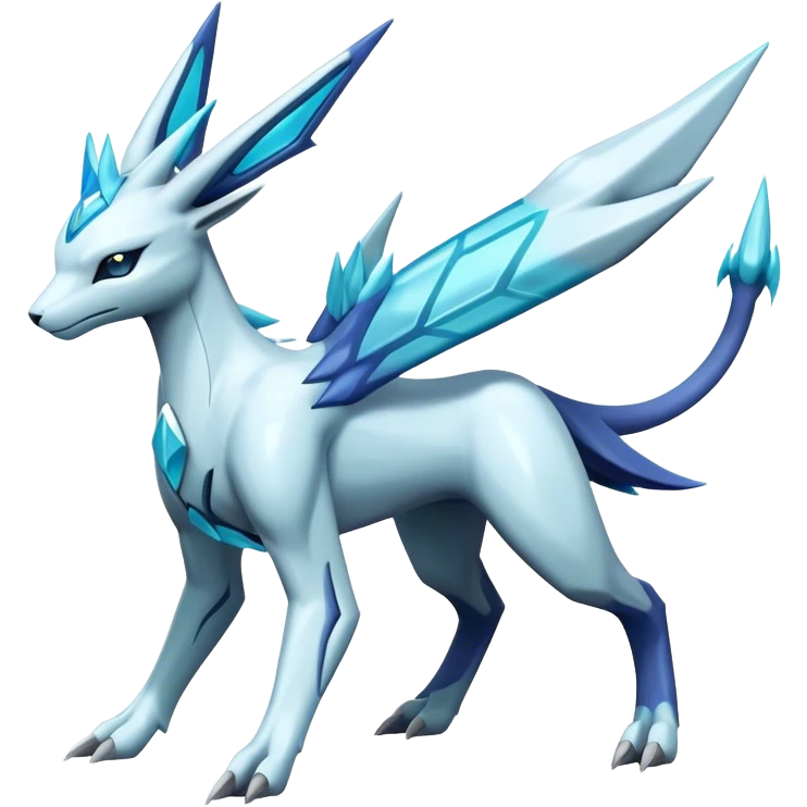 Futuristic dialga-suicune-Glaceon-hybrid, full body  emoji