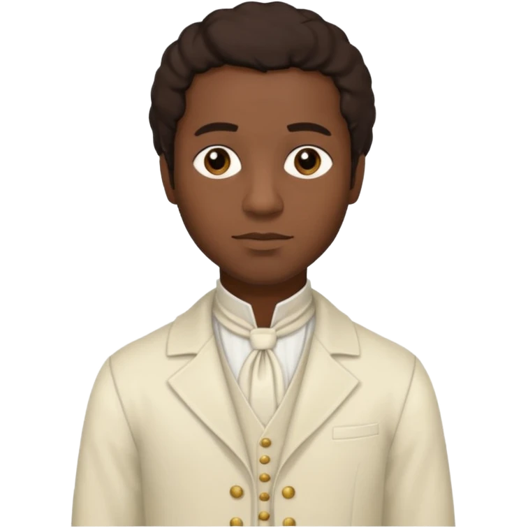 Solomon Northup from 12 Years of Slave with dark brown hair, cream outfit emoji