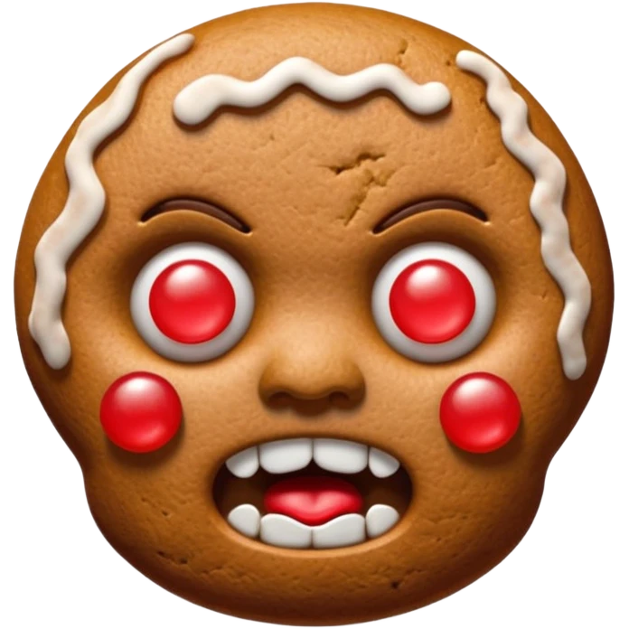 angry gingerbread man head emoji