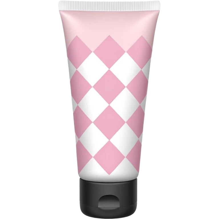 Light pink and white argyle printed lotion tube with pink cap emoji