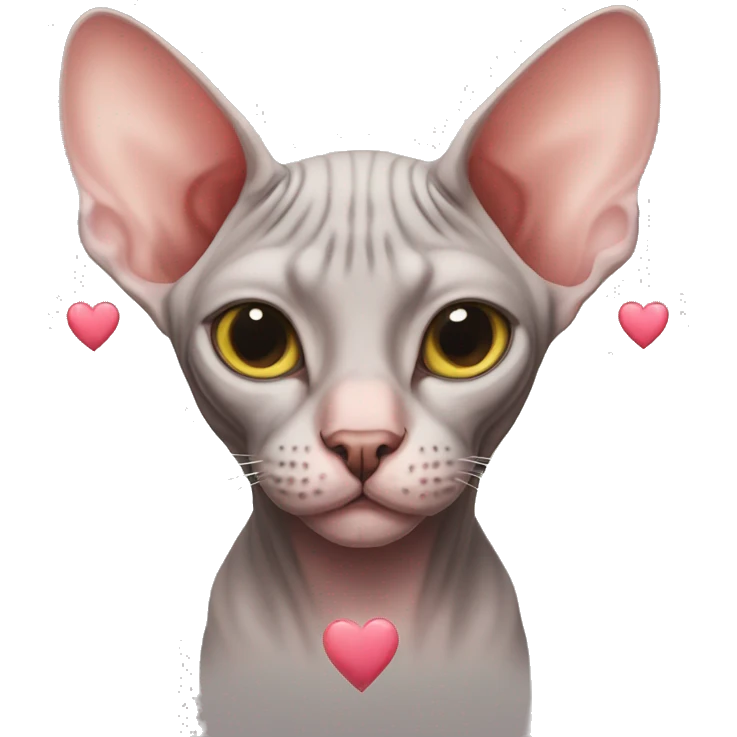 sphynx cat with hearts emoji