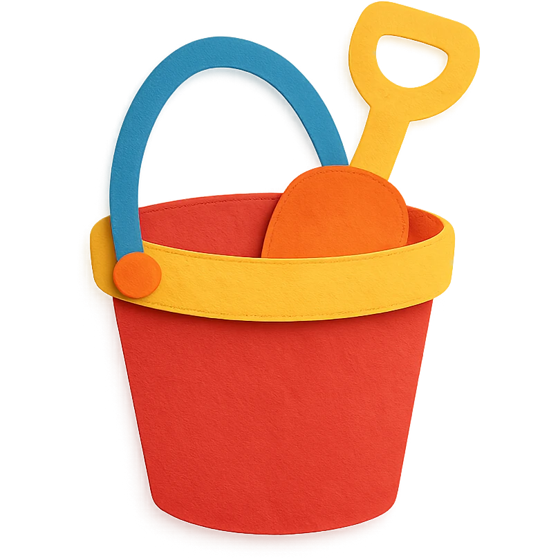 colorful and playful beach bucket and pail in paper-craft style emoji