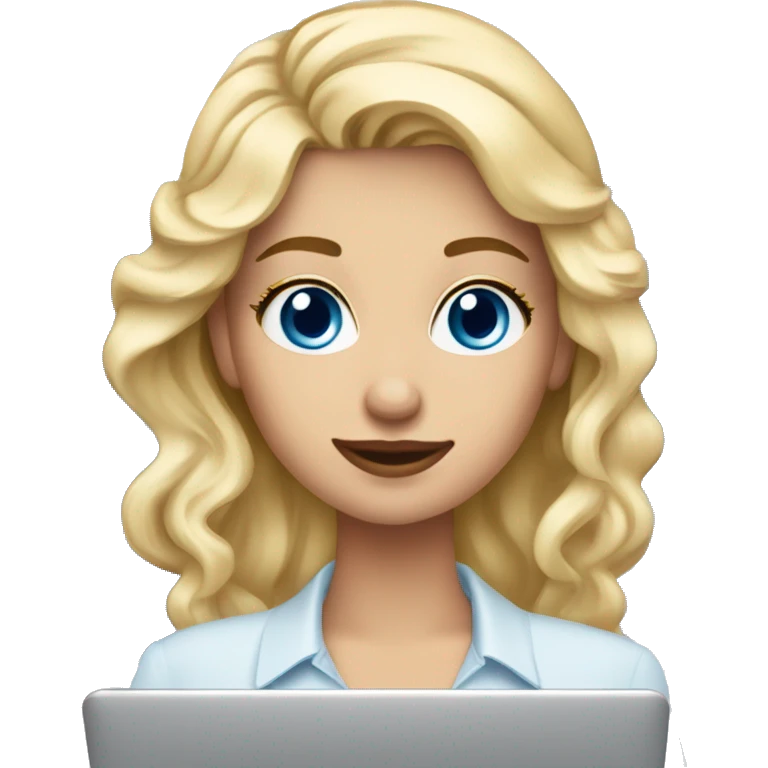 Remote blonde girl with blue eyes dressed classy with a laptop on the mountain slopes ⛷️ emoji
