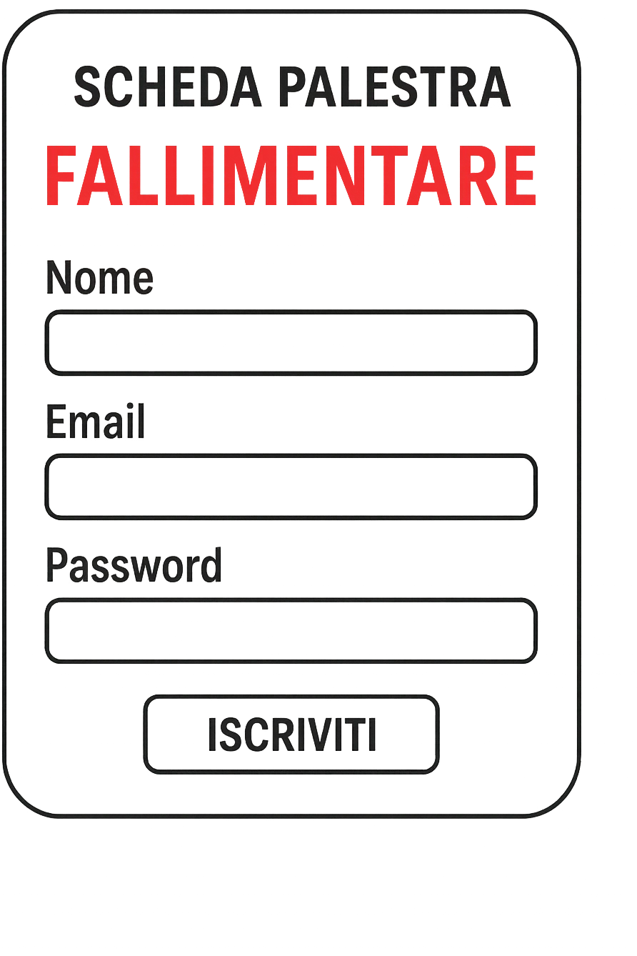 Scheda online palestra fallimentare  che non va bene foglio in italiano emoji