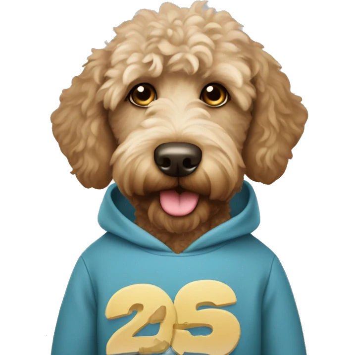 Labradoodle wearing Sweatshirt with 2025 Print  emoji