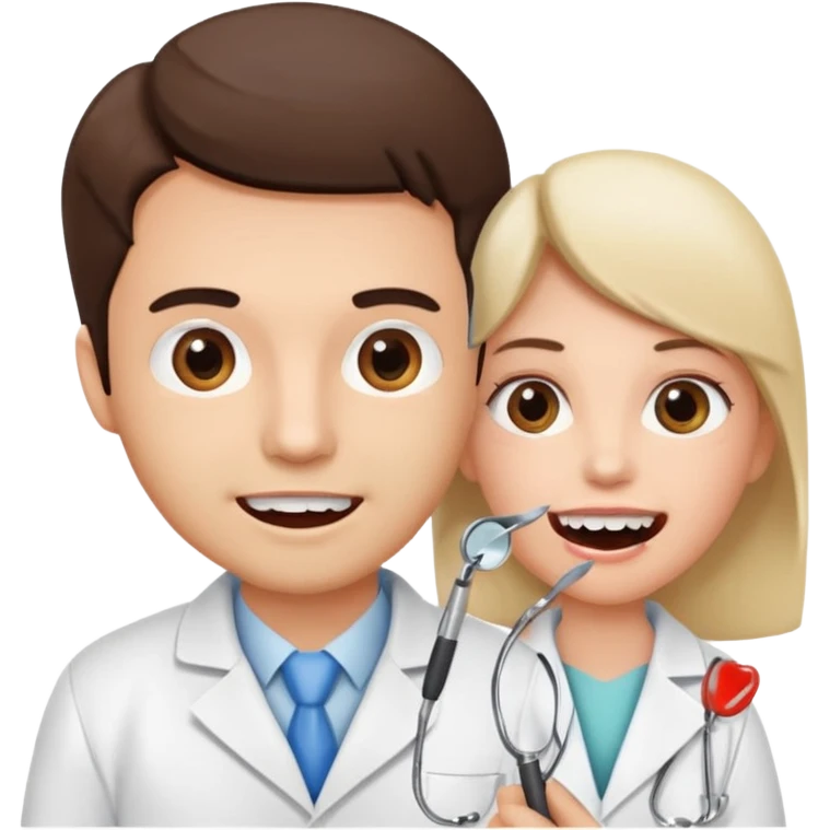 Dentist with patient teeth checkup  emoji