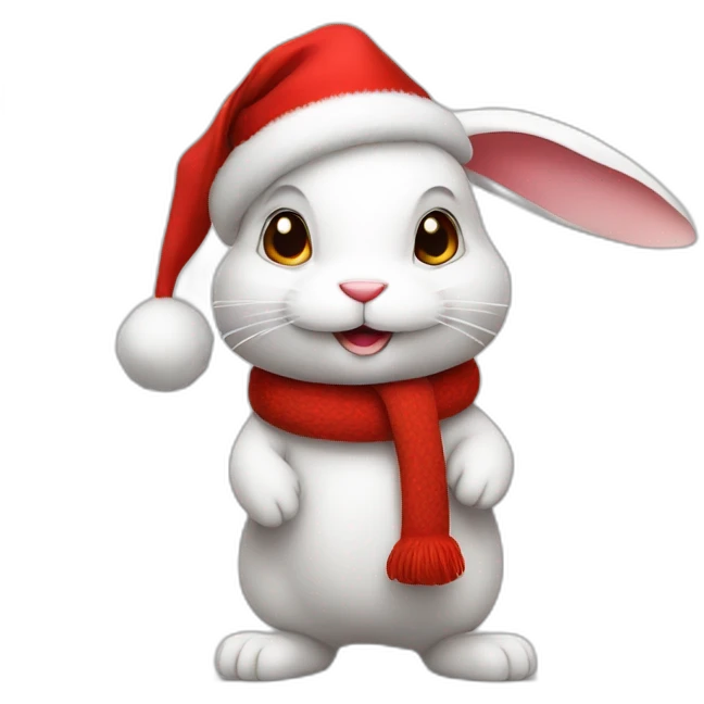 christmas white rabbit in red hat full body emoji