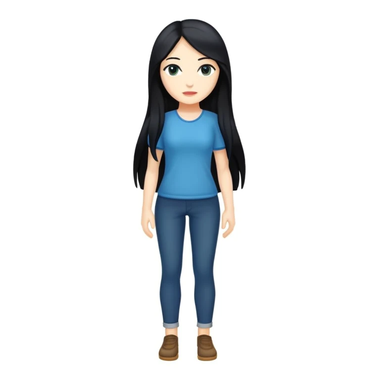 A white woman full body with black hair emoji