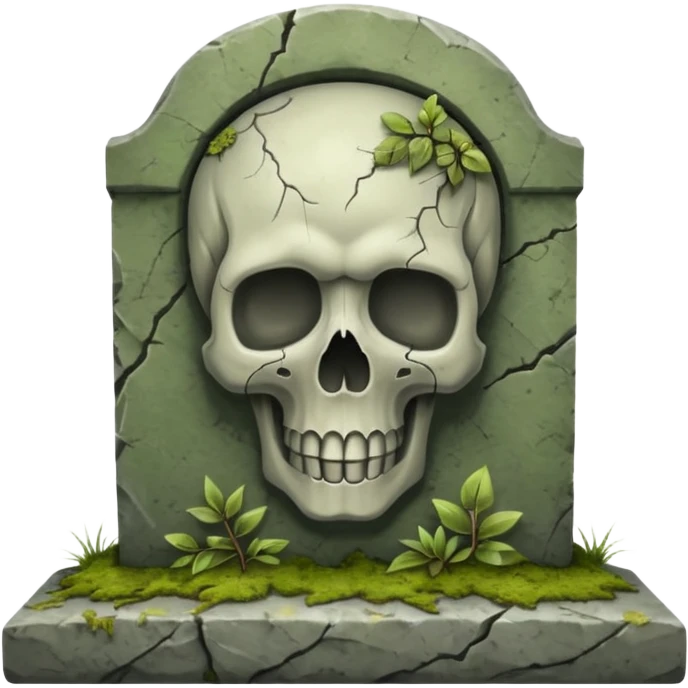 Headstone with skull, front view emoji