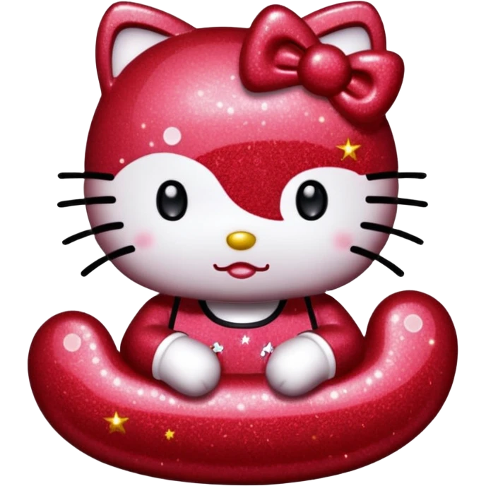 red glitter hello kitty emoji