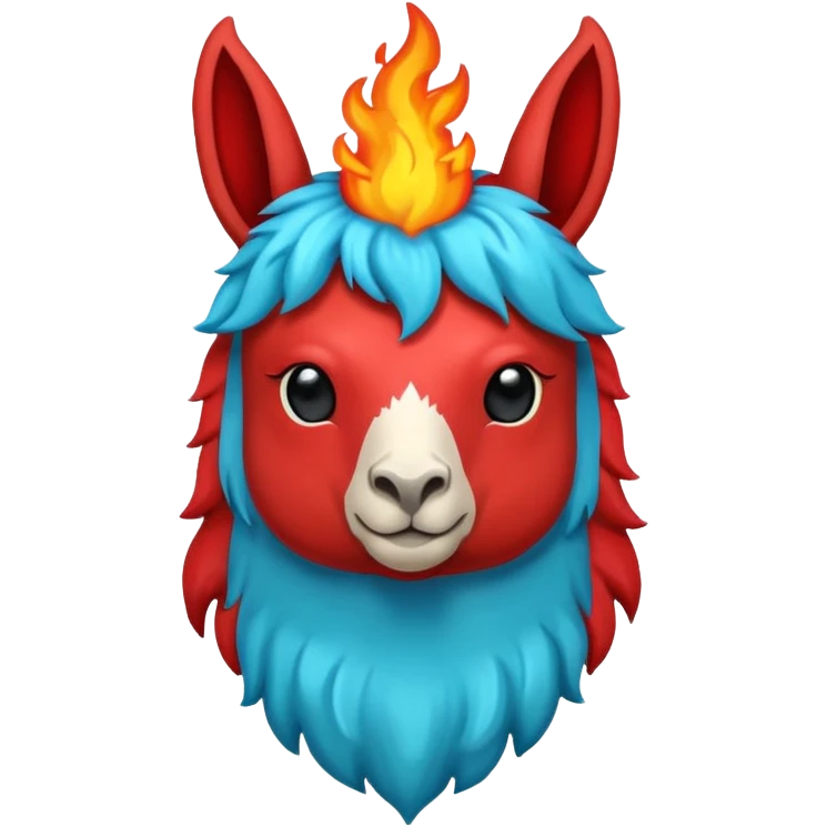 Hazme el corazón rojo y con fuego y que la llama sea azul verdoso emoji