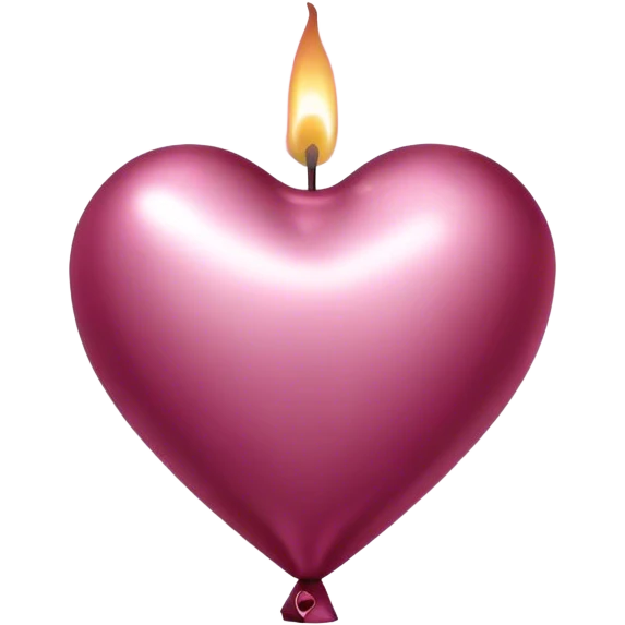 metallic heart-shaped balloons in burgundy and pink aesthetic decorative candle in the shape of a heart emoji