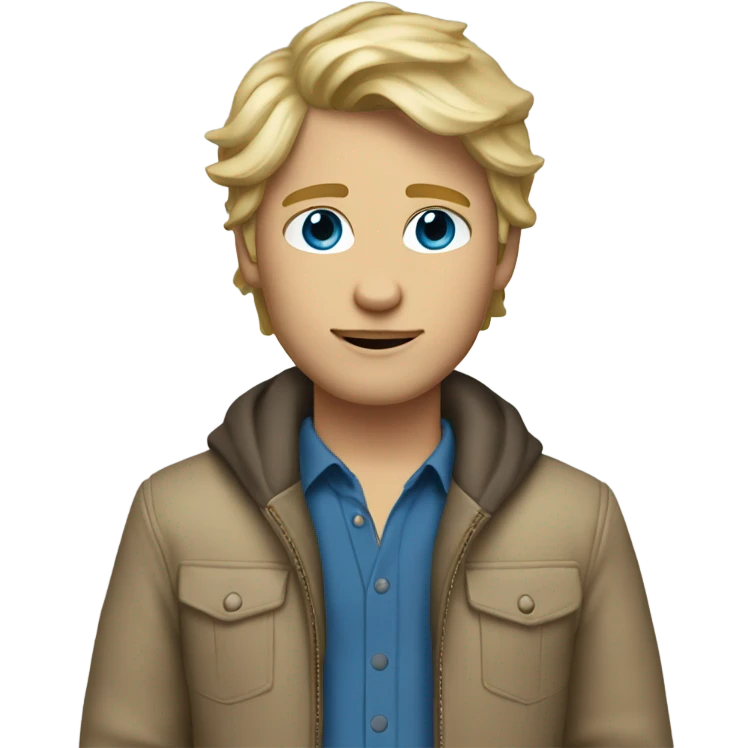 do a white boy with dirty blond hair blue eyes and a chic outfit  emoji