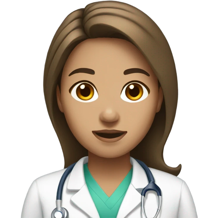 Medical assistant with brown hair and white skin emoji
