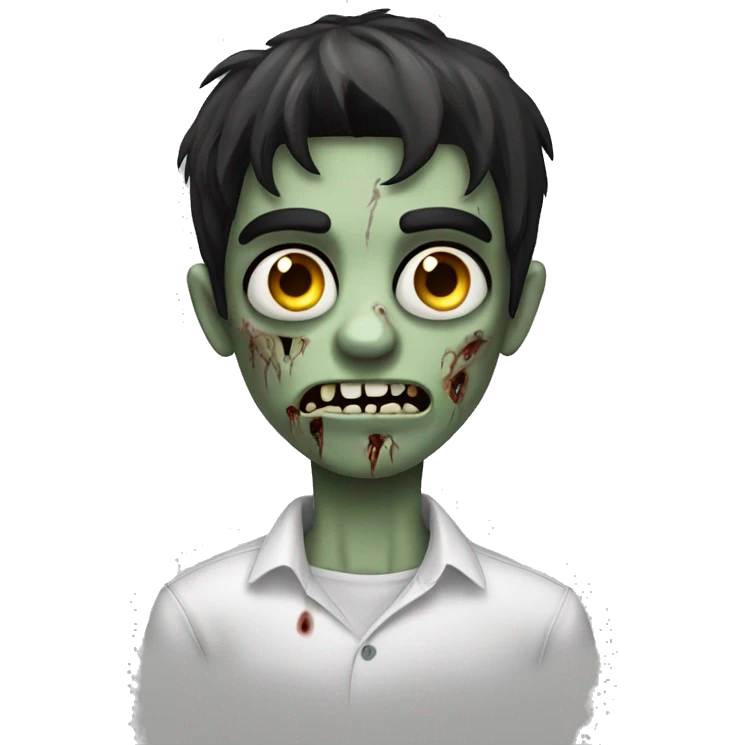 teen boy zombie with dark hair and white shirt emoji