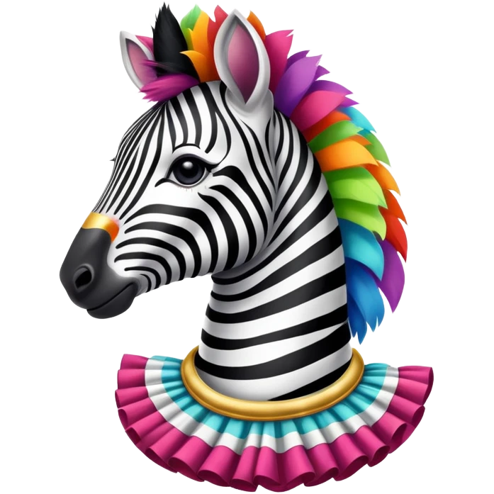 Vintage circus zebra wearing colorful neck ruffles emoji