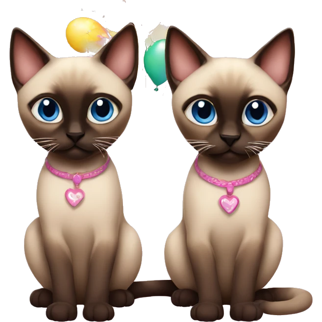two siamese cats celebrate birthday emoji
