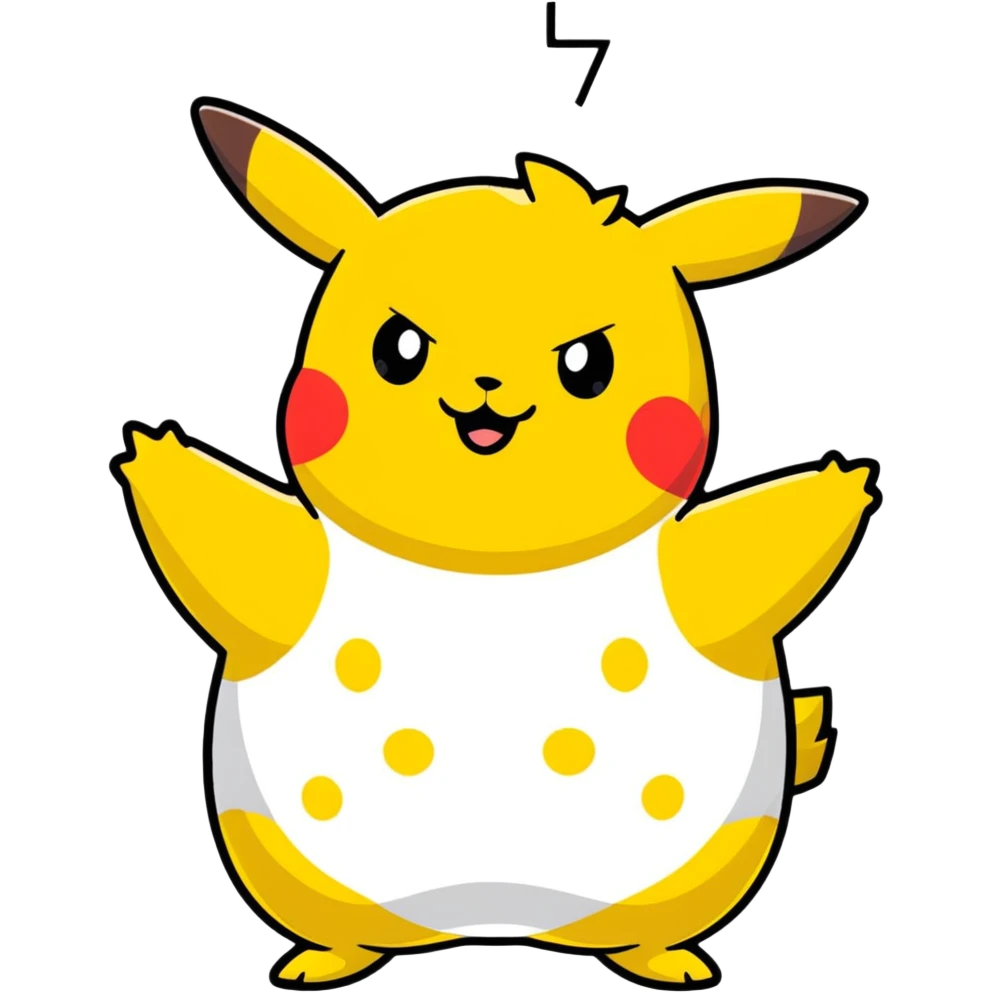 pudgy Pikachu with cartoon spots emoji