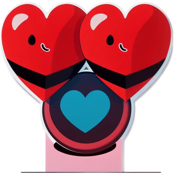 Two red heart shapes with 1982 enbedded emoji