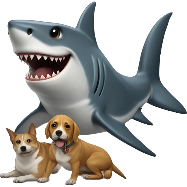 Shark riding a dog. scary emoji