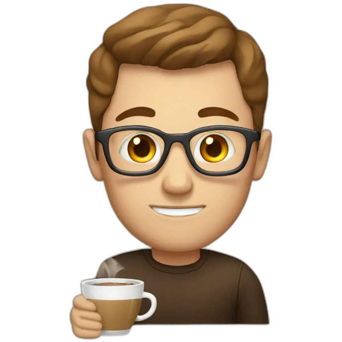 white men with glass of coffee emoji