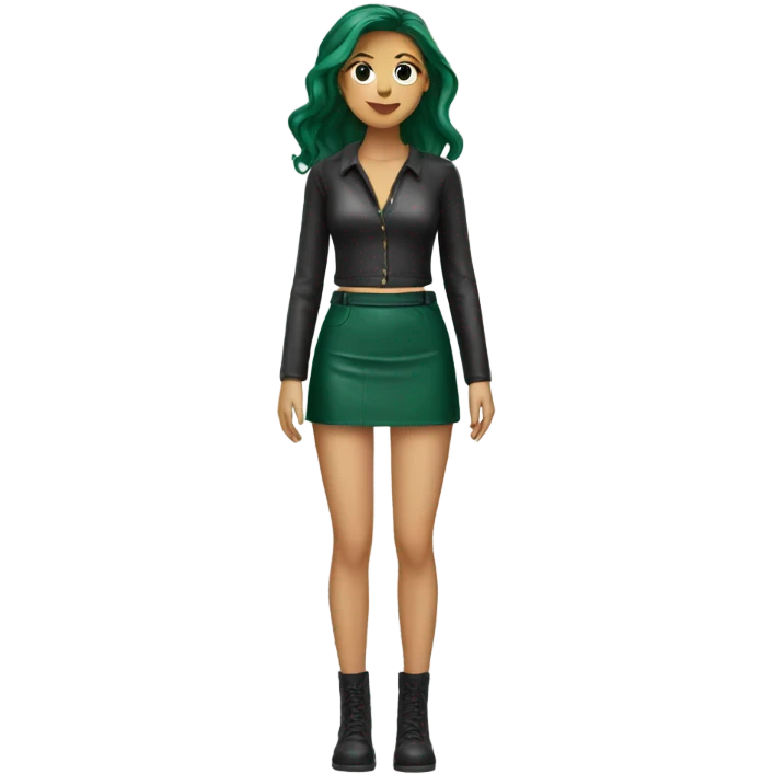 Dark Green leather mini skirt isolated emoji