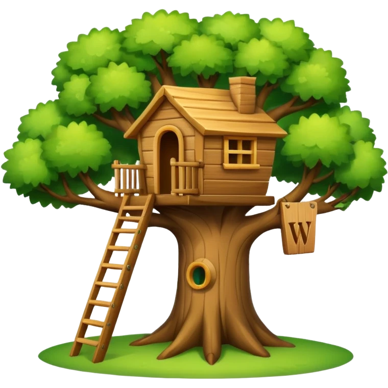 put a big letter W on a treehouse in a tree emoji