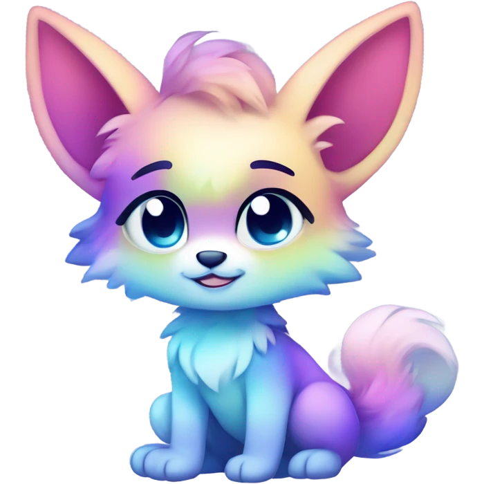 Adorable innocent cute gradient-Sparkle-nebula-fursona furry, full body emoji