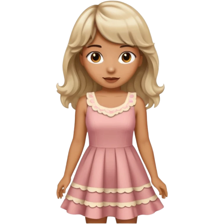 latina lady in a cute dress with bleached and brown wavy hair with bangs emoji