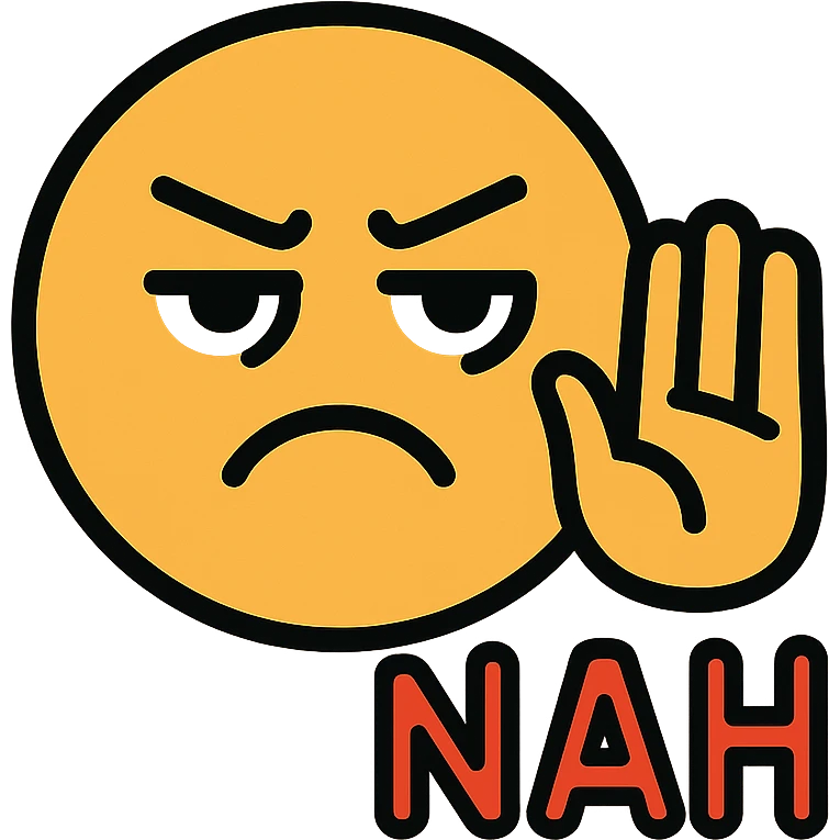 Create a 'nah' emoji in color icon style with a different hand gesture that is expressive and clear. Focus on making the gesture distinct and the expression vivid while maintaining the color icon style characteristics. emoji