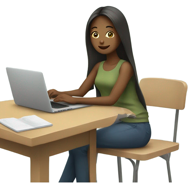 Girl on laptop at coffee shop emoji