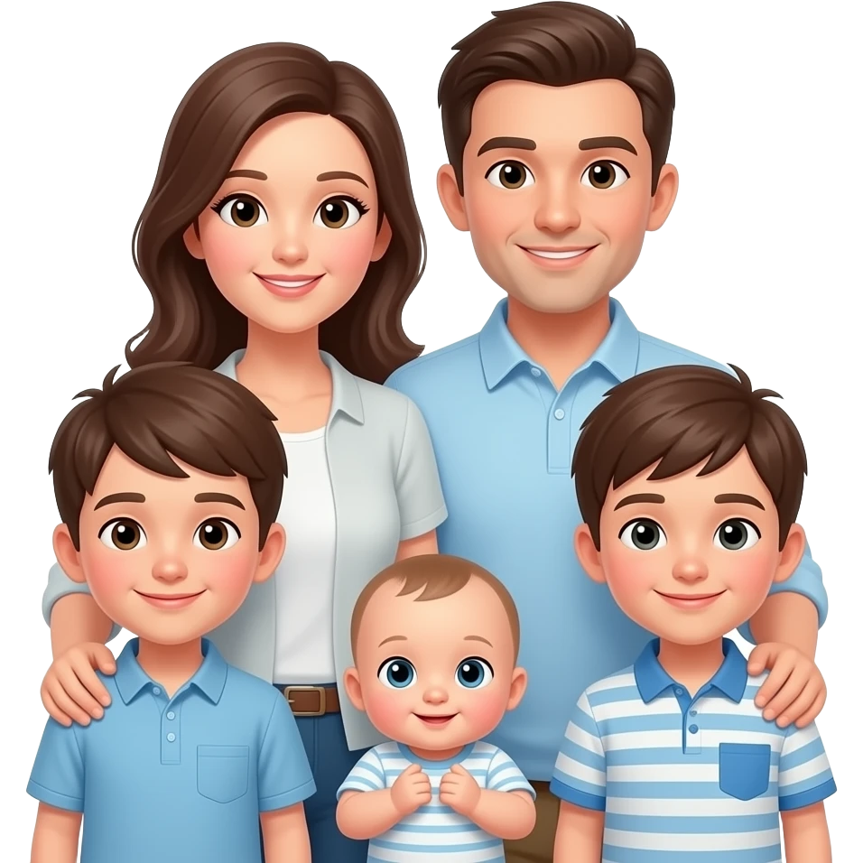 parents with two older boys and one baby emoji