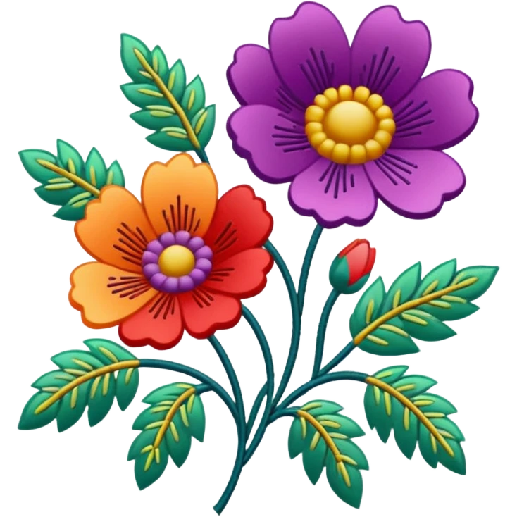 flower patterned embroidery emoji