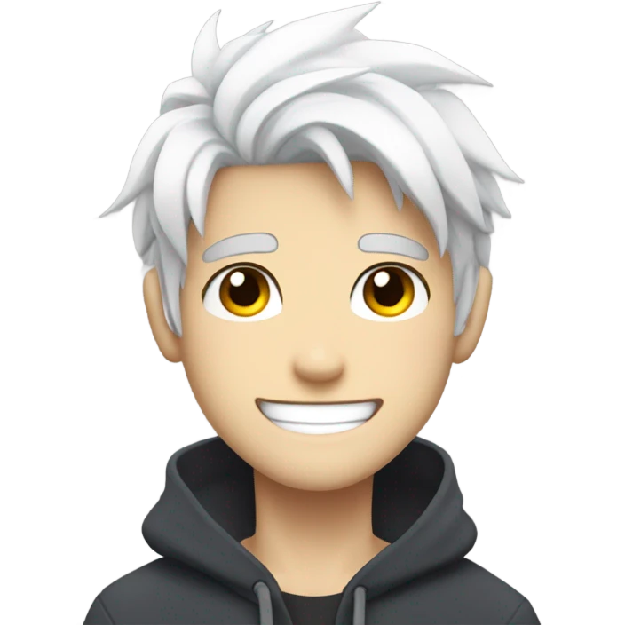 Anime guy with white hair and fang teeth emoji