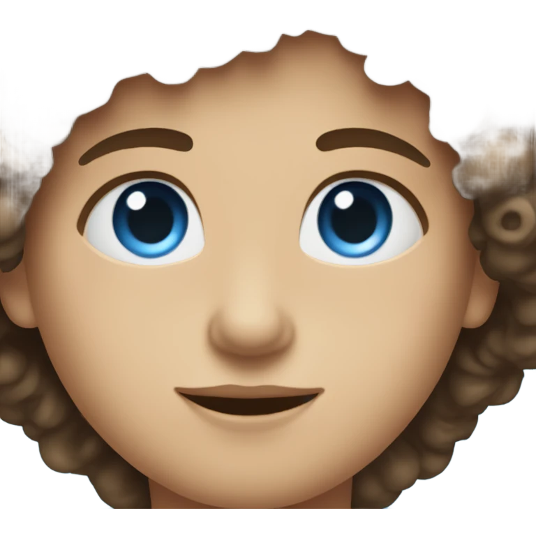 Light skinned woman with curly hair and white man with blue eyes and dark brown hair couple emoji
