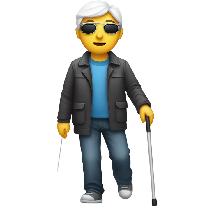 blind person walking with cane emoji