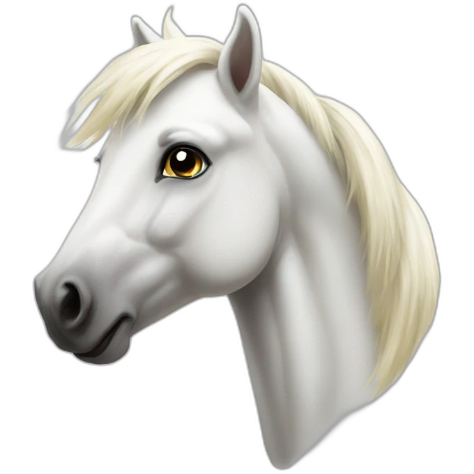 Realistic white happy pony emoji