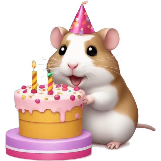 Birthday Hamster with a birthday cake  emoji