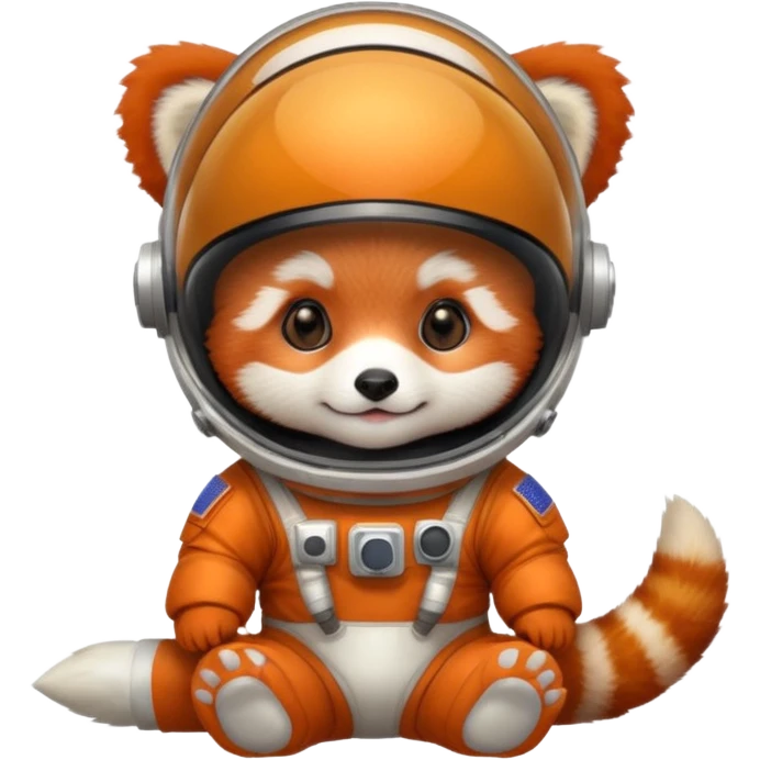 baby cute red panda in astronaut helmet emoji