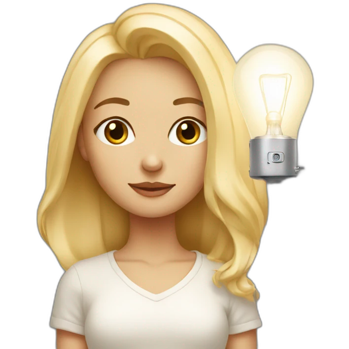 Blonde girl with instagram lamp  emoji