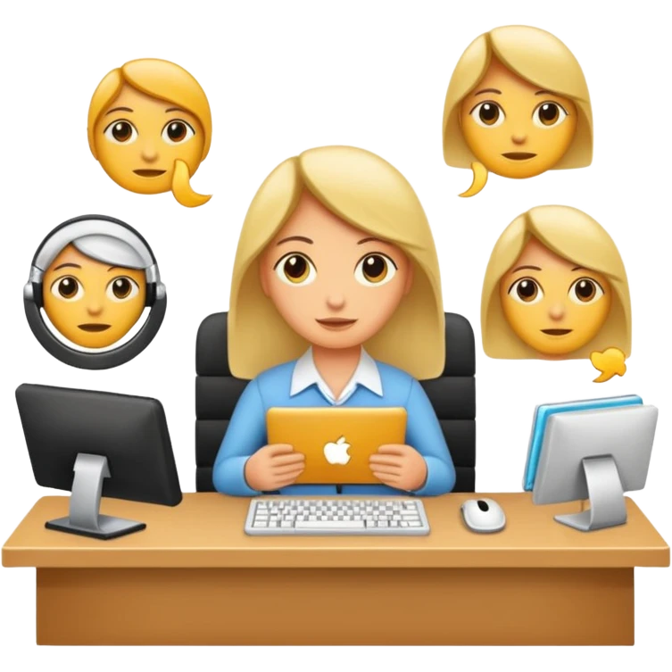 oficina amplia con varias personas en sus escritorios emoji
