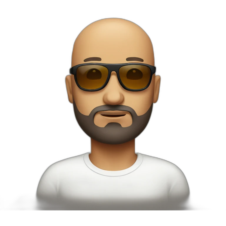 Serious Bald man with fade beard and sun glasses emoji