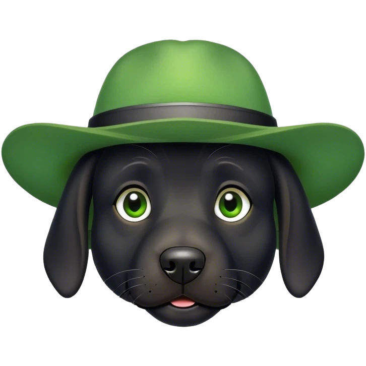 Black dog in a green cat emoji