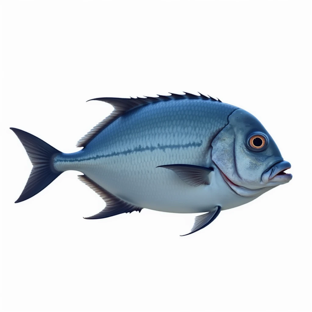 whole blue fish isolated, no background, realistic style, natural position, natural details emoji