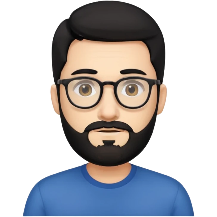 graphic designer male with glasses on black hair emoji