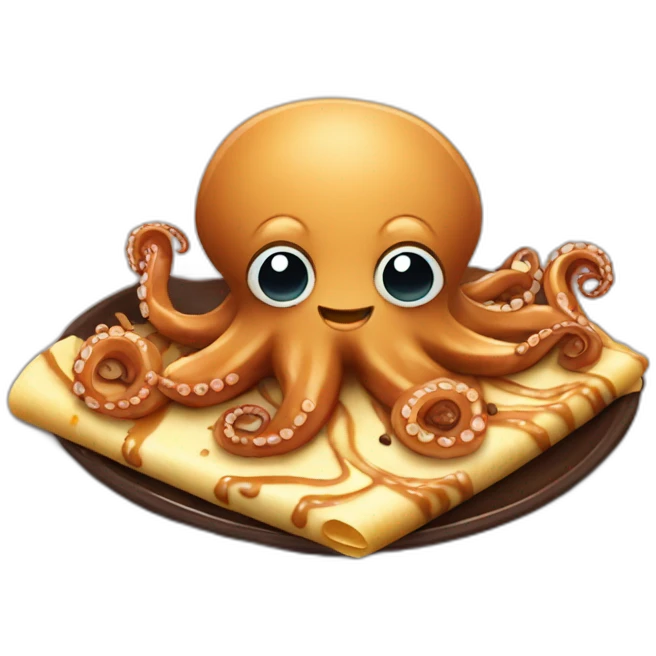 Octopus eating chocolate crepe  emoji
