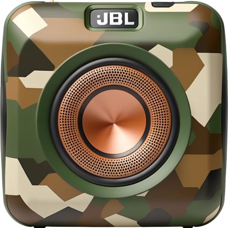 Ultra minimalist JBL Clip 4 speaker, simple geometric shape with basic camouflage pattern, iOS emoji style emoji