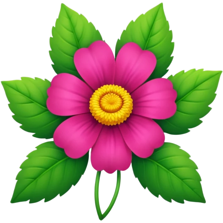 realistic flower with green leaves emoji
